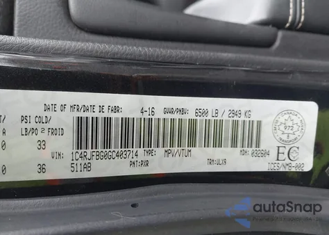 2016 Jeep Grand Cherokee Limited z USA, uszkodzony, nr VIN 1C4RJFBG0GC403714